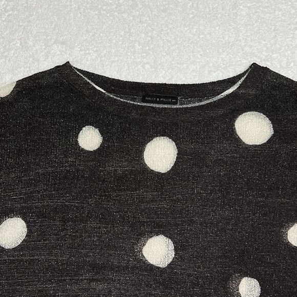 Nally & Millie Polka Dot Lightweight Sweater Women’s XL Black Sheer - Picture 11 of 14